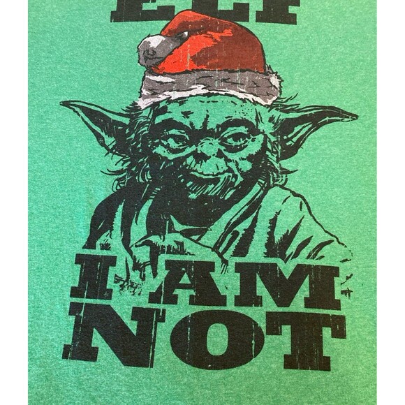 Star Wars T-Shirt  Yoda “Elf I Am Not” Men’s Christmas Green Size Large - Picture 4 of 9